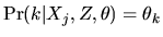 $\mbox{Pr}(k\vert X_j,Z,\theta)=\theta_k$