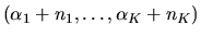 $(\alpha_1 + n_1,\ldots,\alpha_K+n_K)$