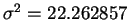 $\sigma^2=22.262857$